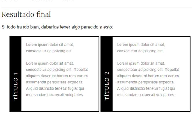 Resultado final del efecto para poner texto vertical en WordPress