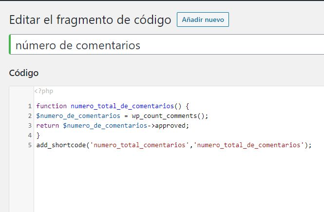 Snippet para mostrar el número de comentarios